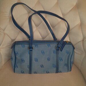 Dooney & Bourke Signature Canvas DB Monogram Small Barrel Shoulder Bag Blue